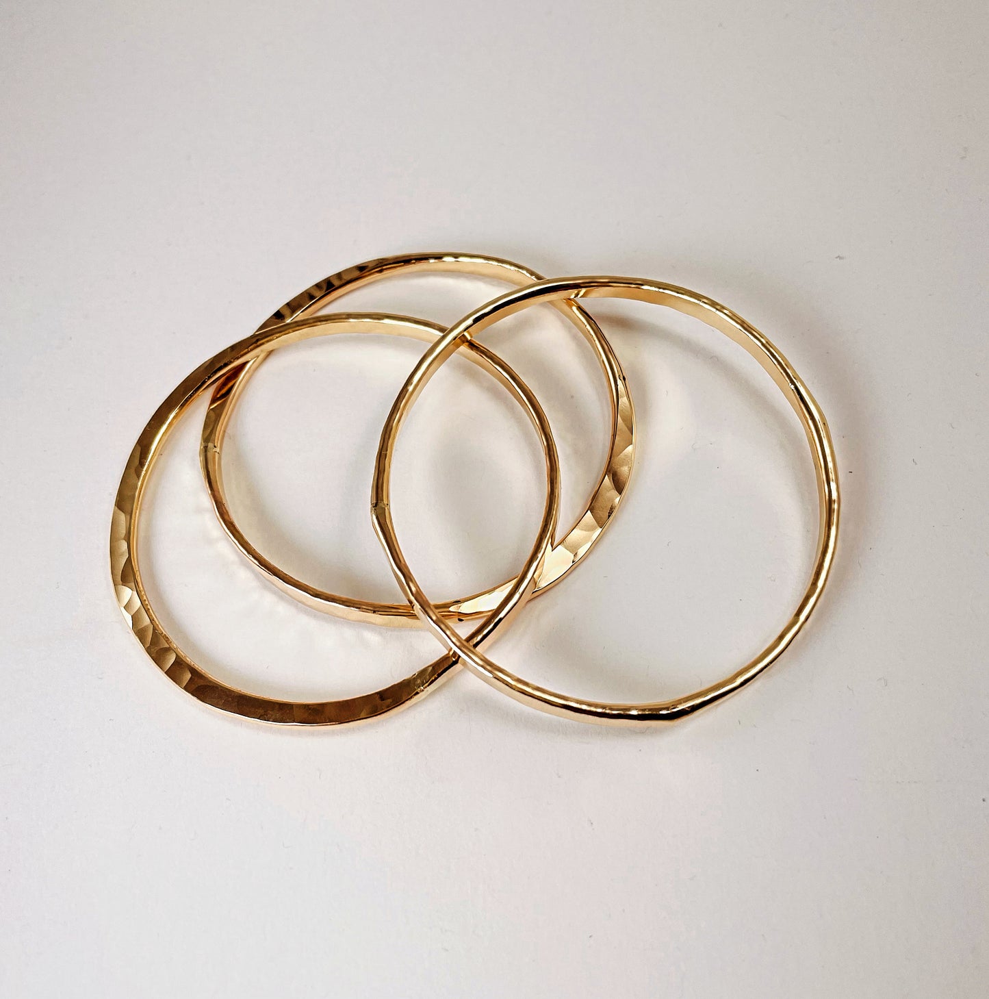 14K gold filled hand forged round bangle