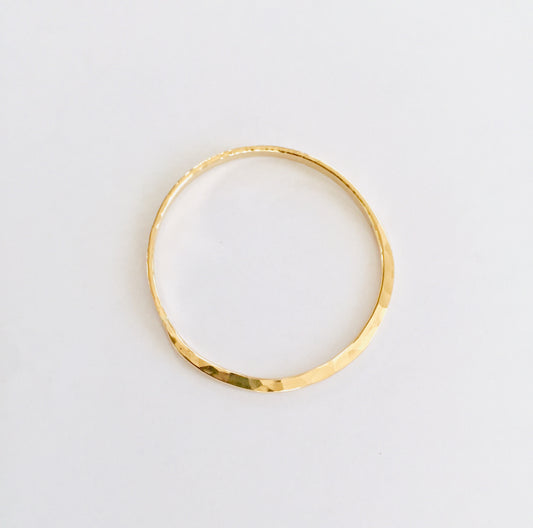 14K gold filled hand forged round bangle