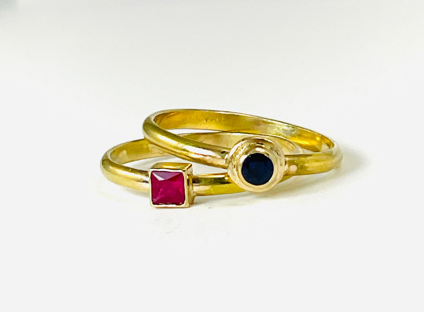 14K gold stacking ring with ruby
