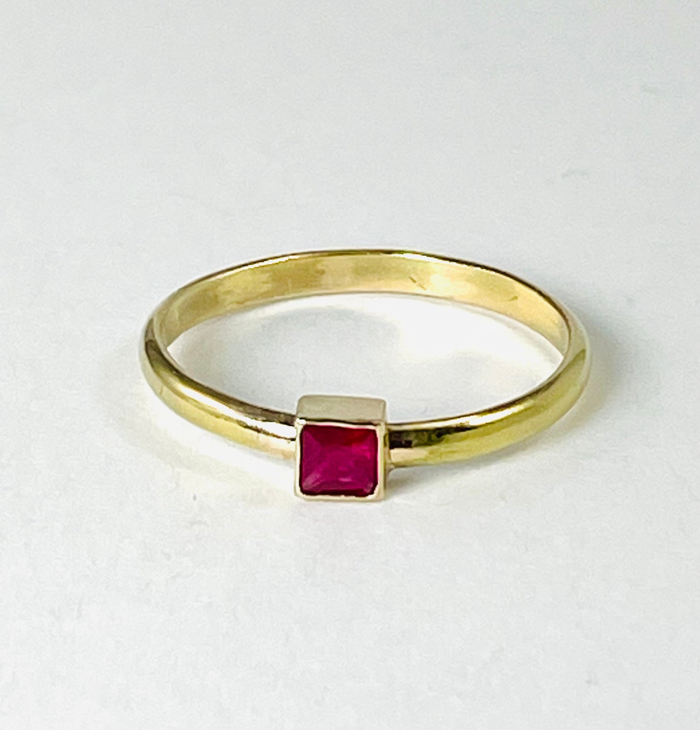 14K gold stacking ring with ruby