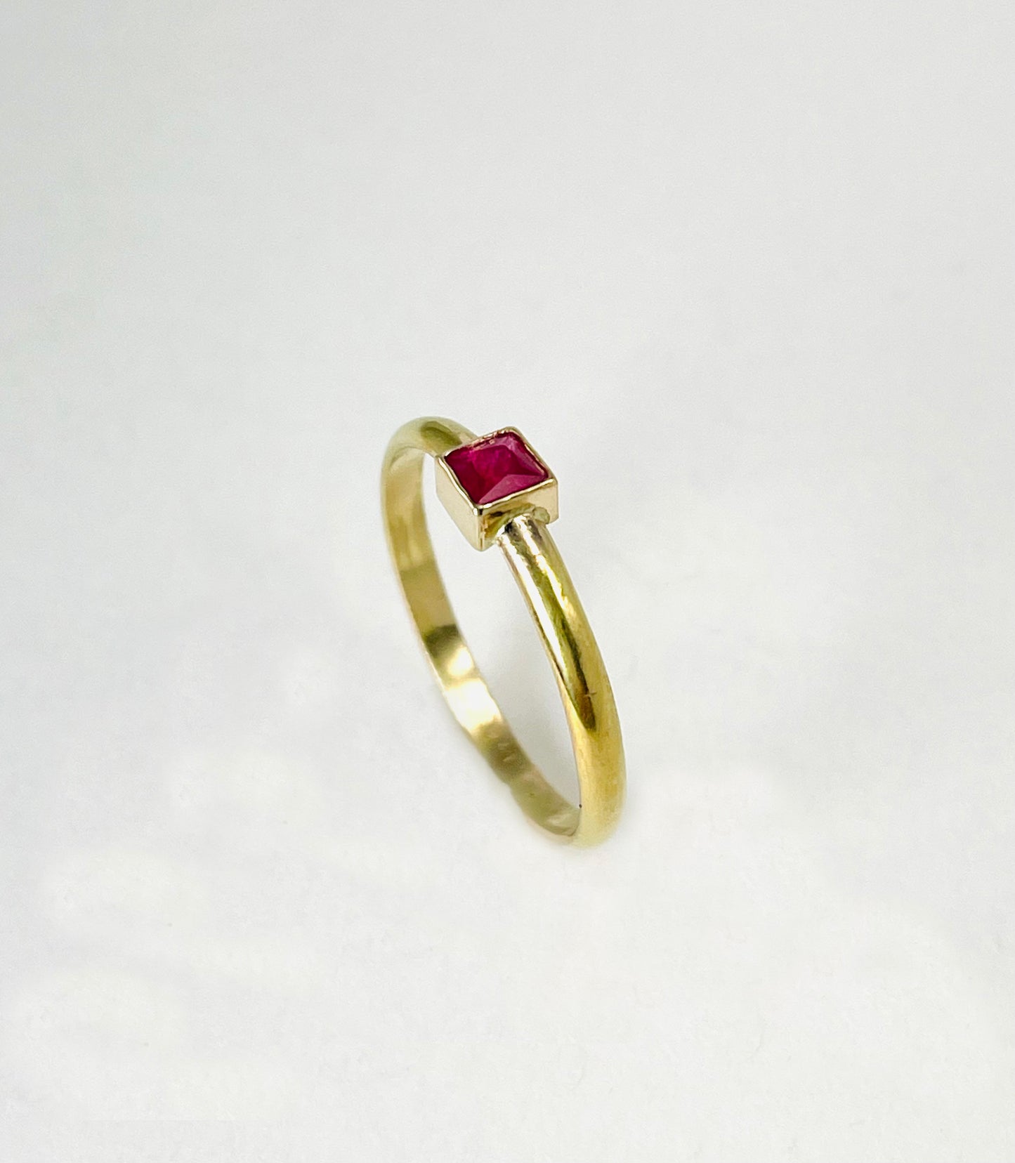 14K gold stacking ring with ruby