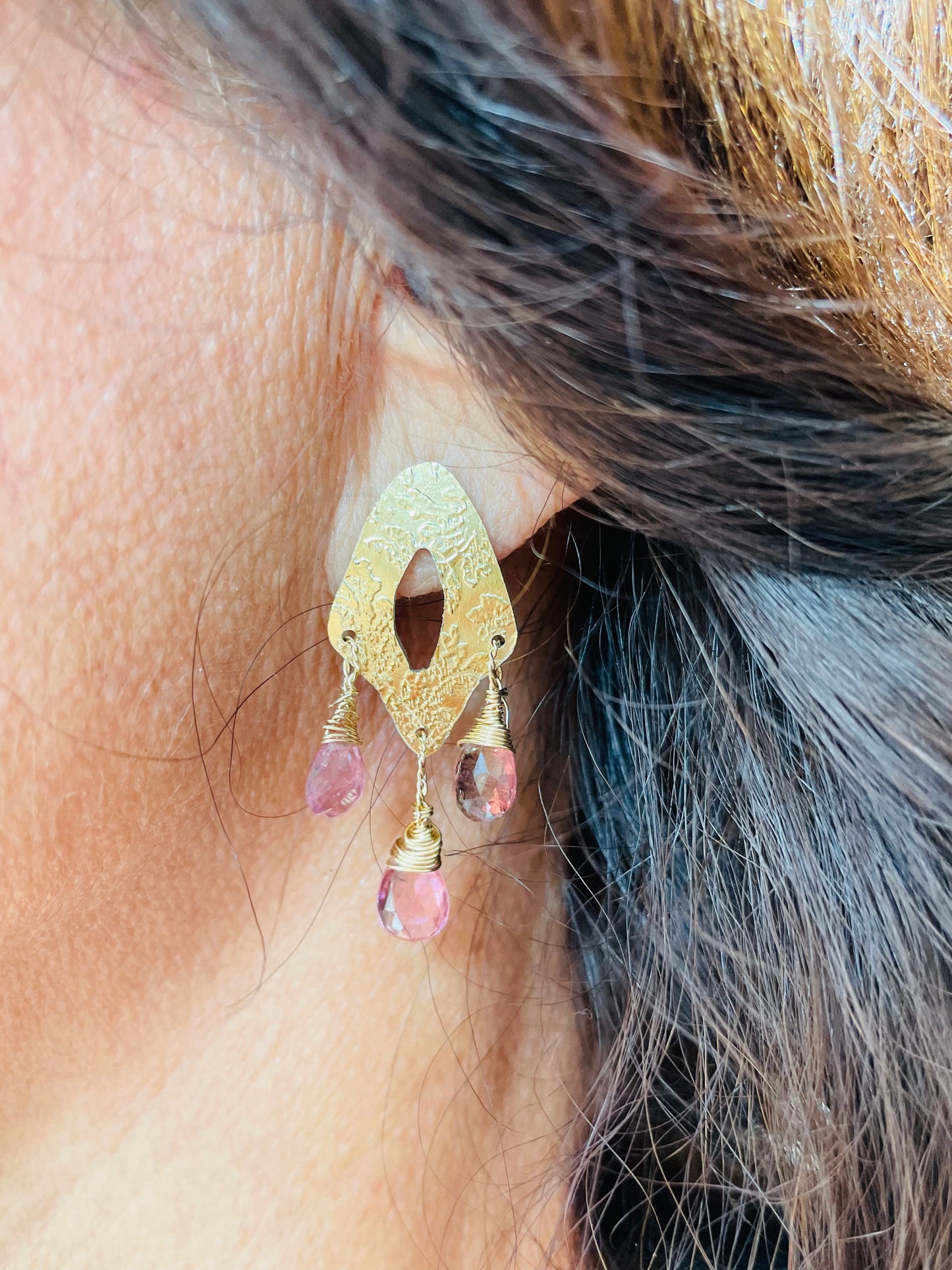 Tourmaline ad  18K bimetal earrings