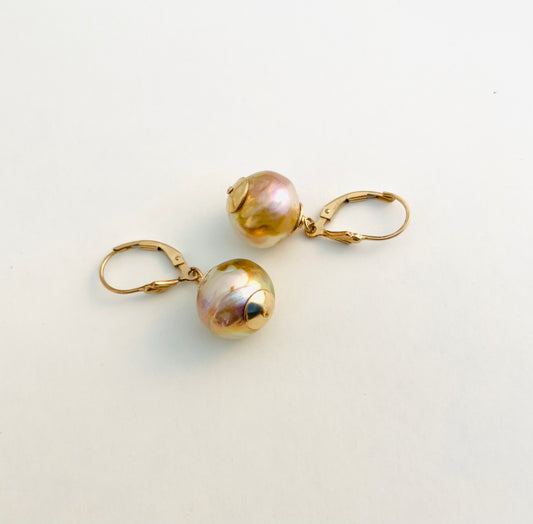 Baroque pearl and 14K gold filled earrings