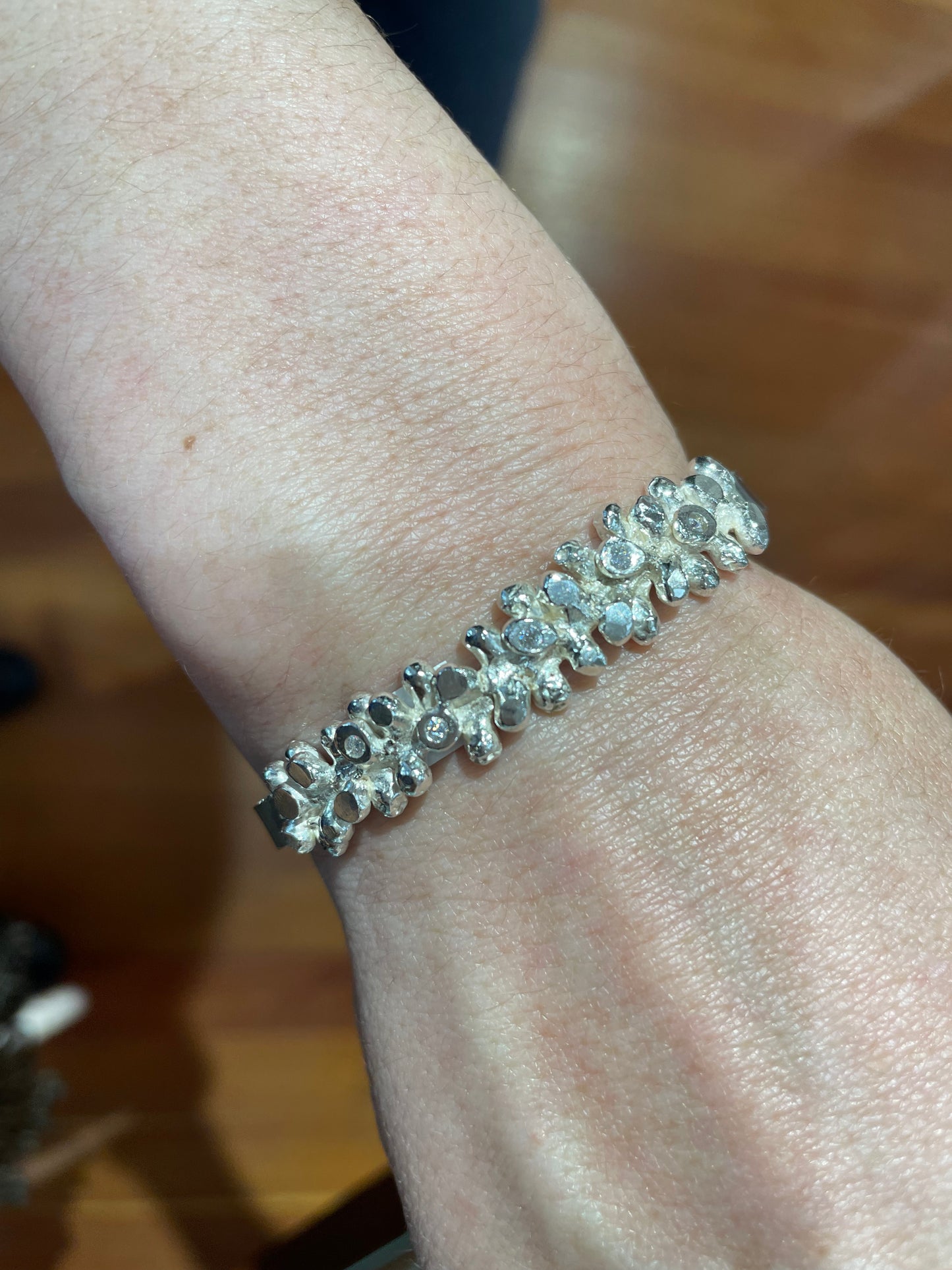 Sterling silver cone bract cuff bracelet