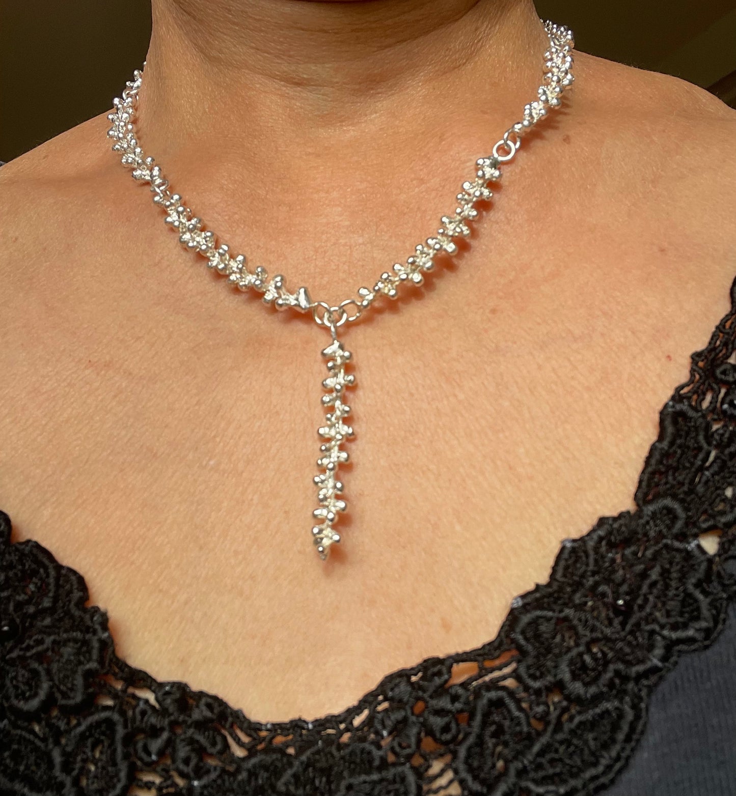 Sterling silver multi cone bract necklace