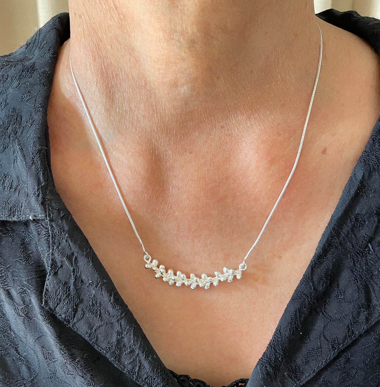 Sterling silver single cone bract necklace