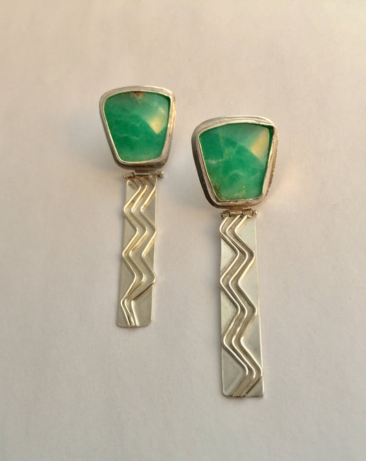 Silver and Chrysoprase earrings