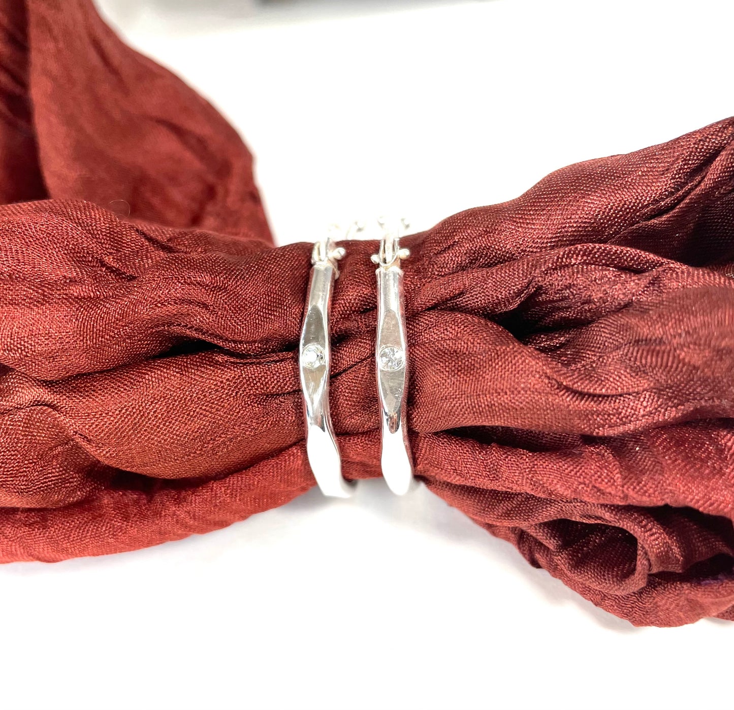 Sterling silver faceted hoops