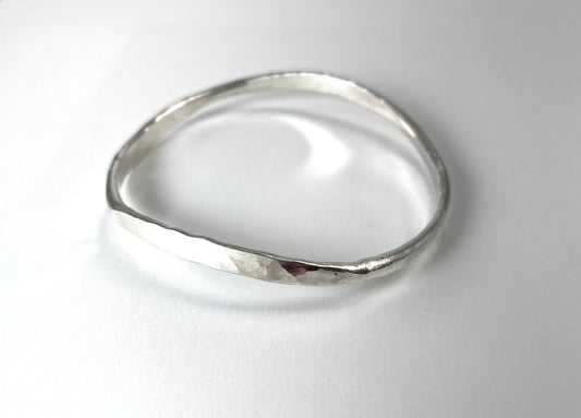 Sterling silver hand forged 'wave' bangle.