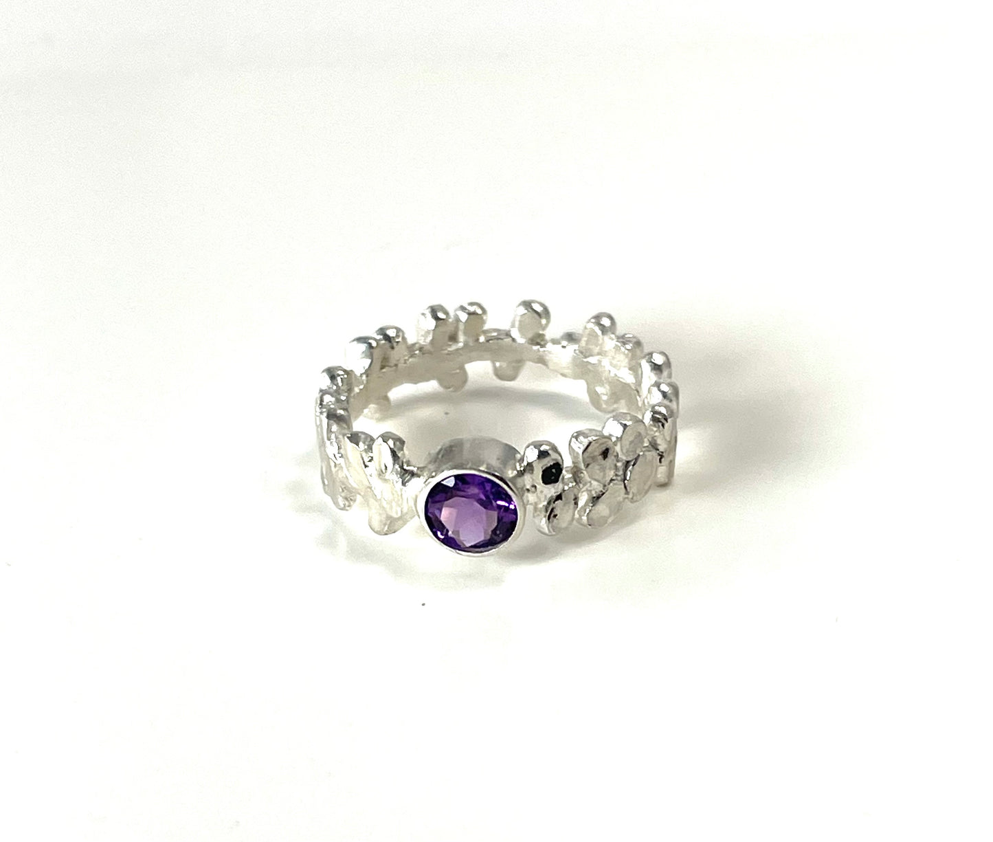 Sterling silver and amethyst 'vine' ring