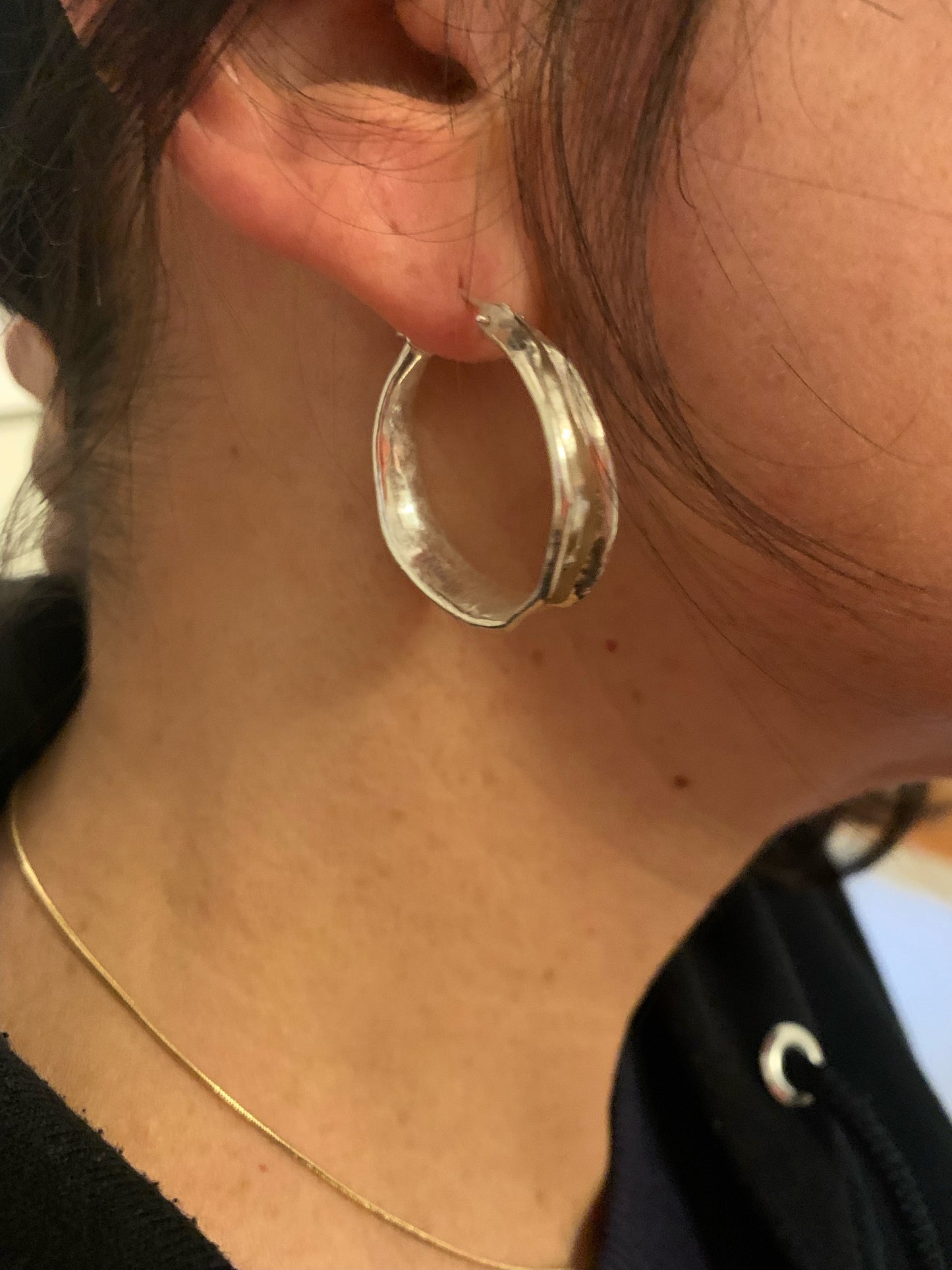 Sterling silver anticlastic hoop earrings