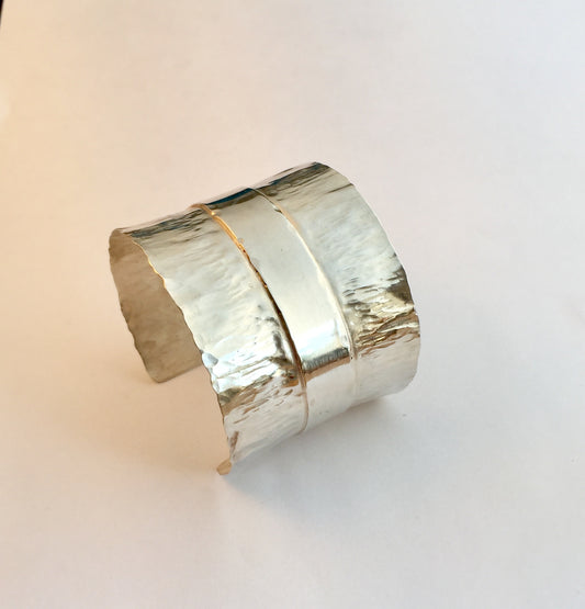 Sterling silver hand forged cuff bracelet
