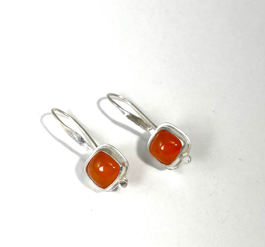 Sterling silver and orange chalcedony earrings