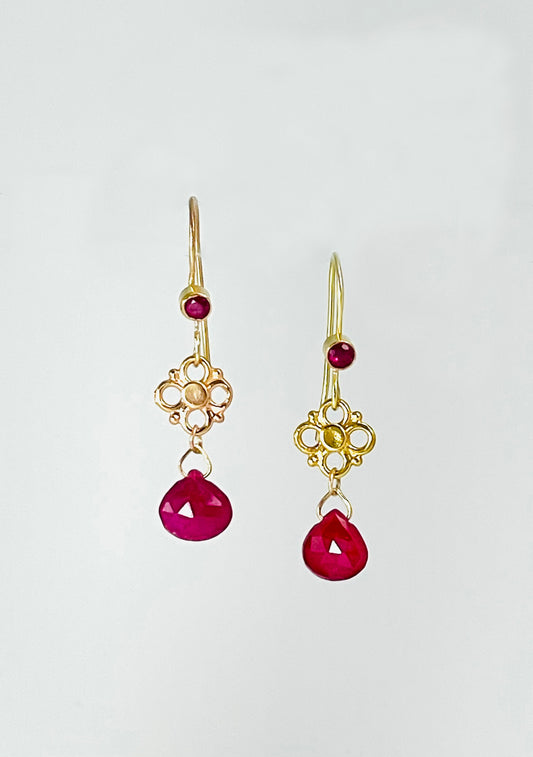 Ruby and gold earrings