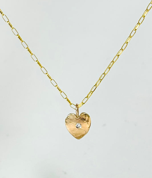 10K gold and diamond tiny heart pendant