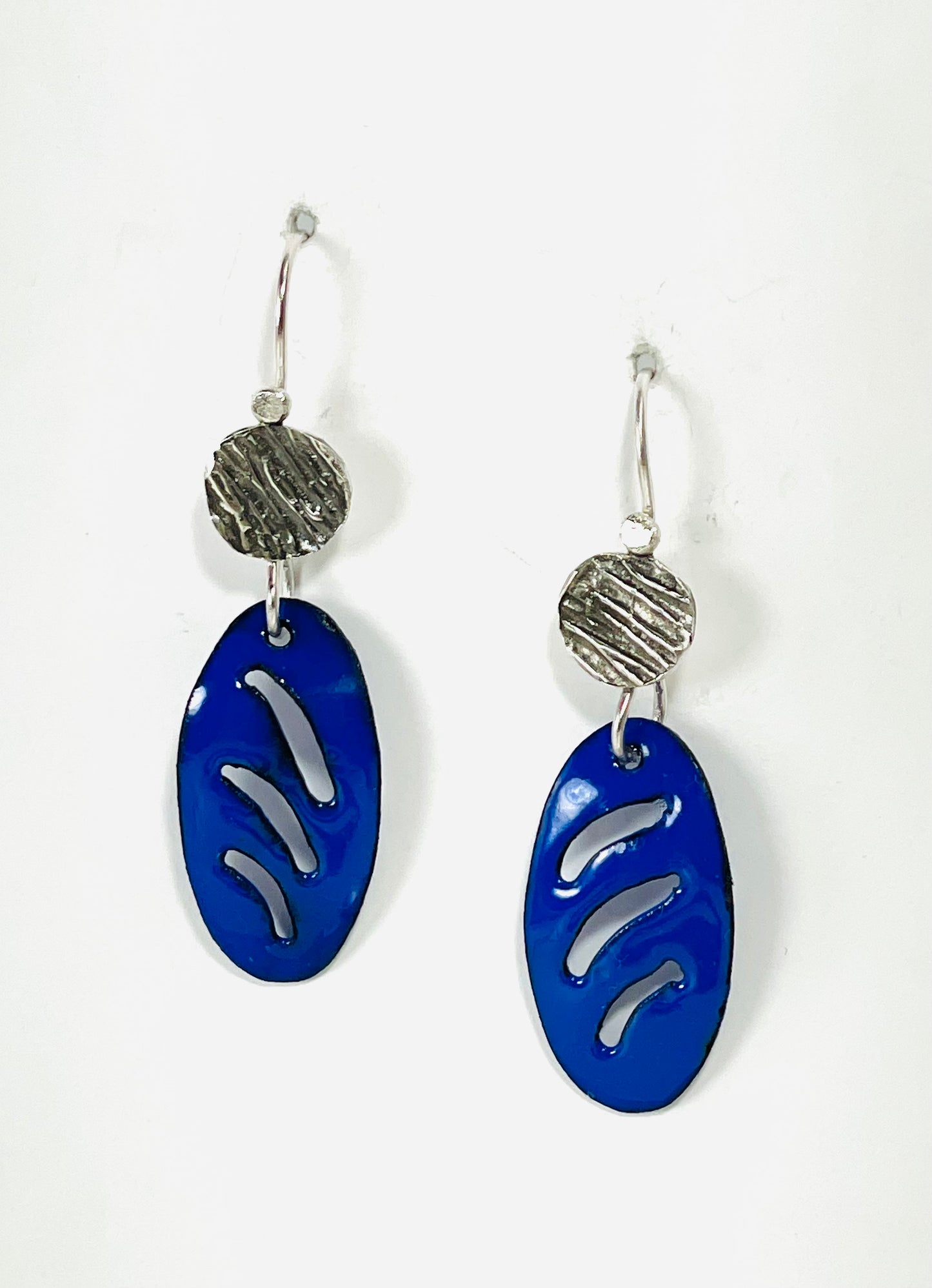 Sterling silver and blue enamel earrings