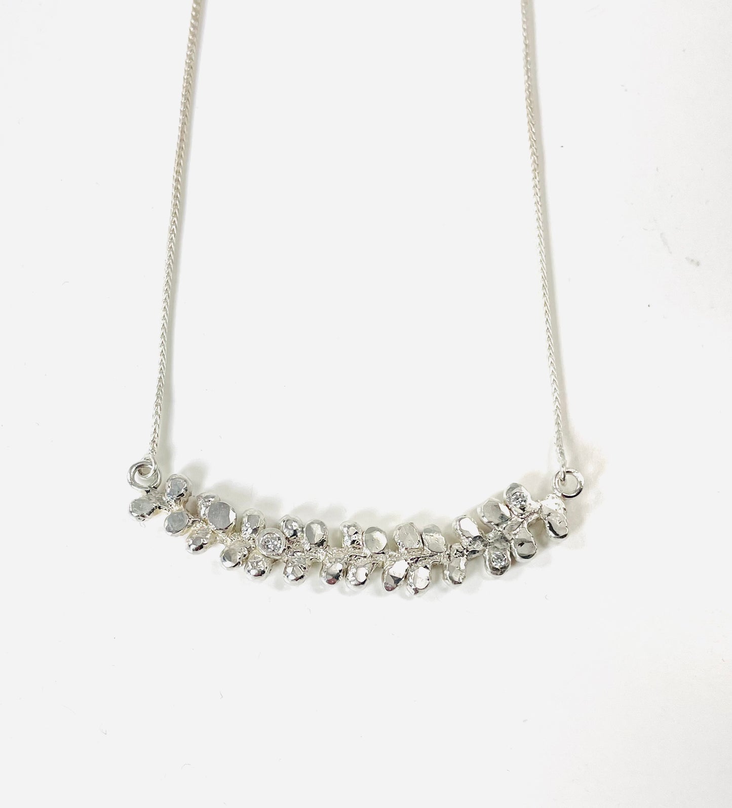 Sterling silver single cone bract necklace