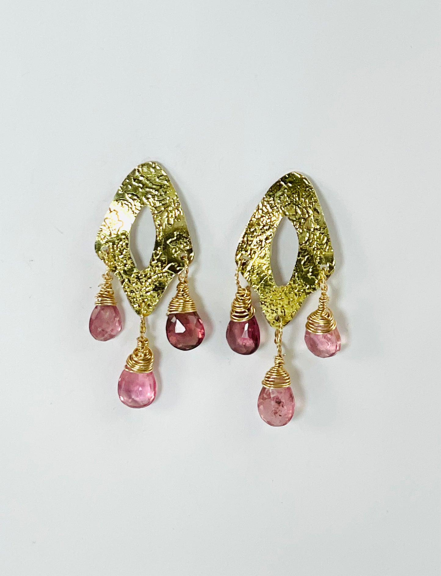 Tourmaline ad  18K bimetal earrings