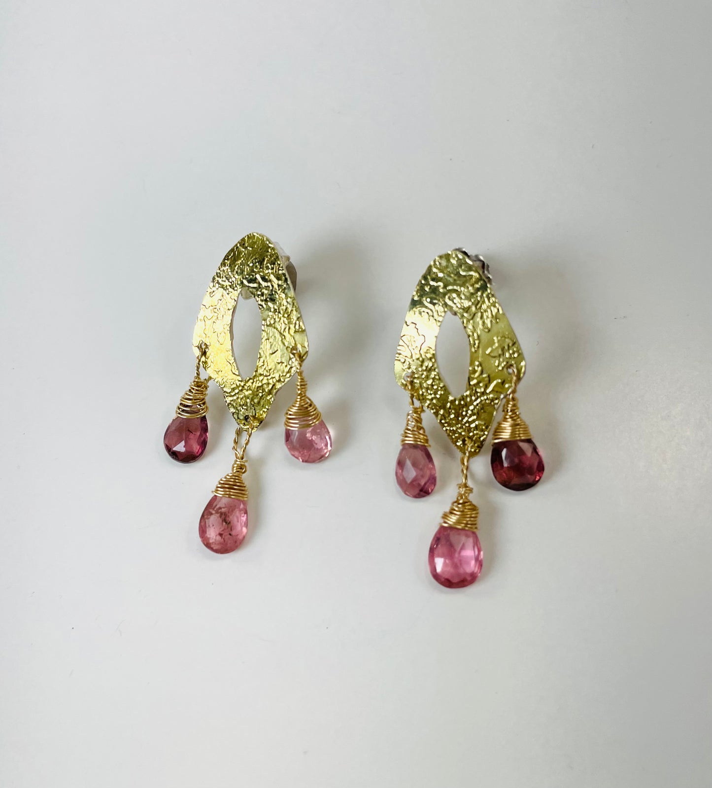 Tourmaline ad  18K bimetal earrings