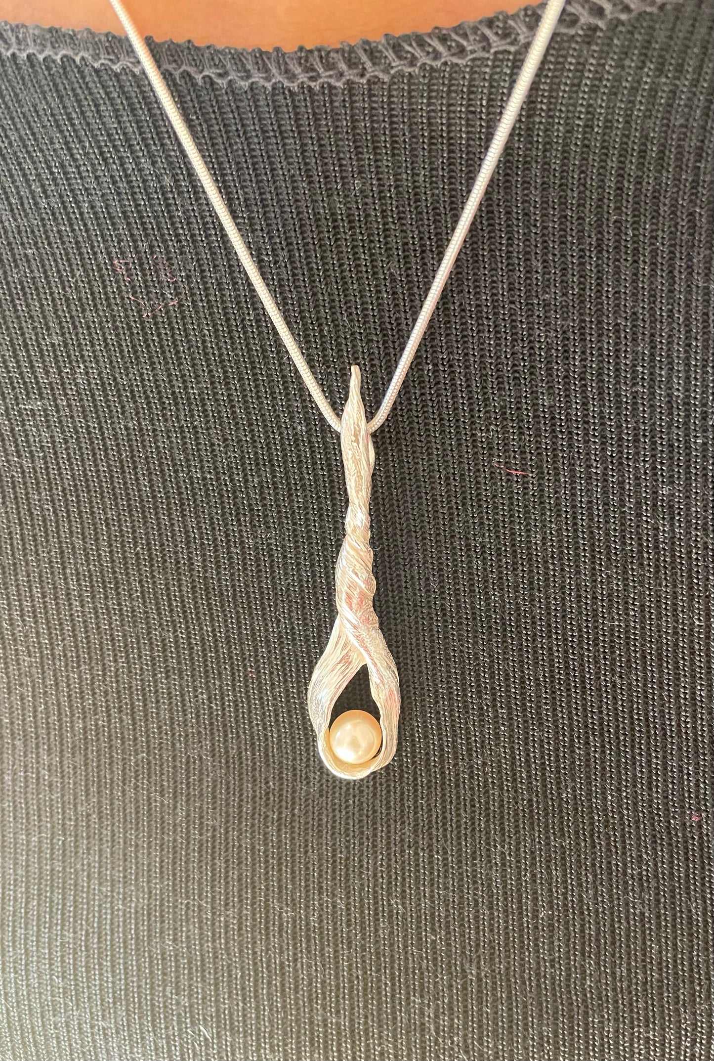 Sterling silver Mitsuro HIkime pendant with pearl