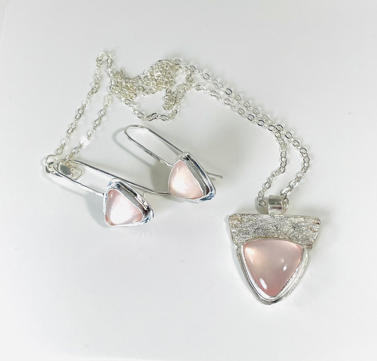 Sterling silver rose quartz earrings