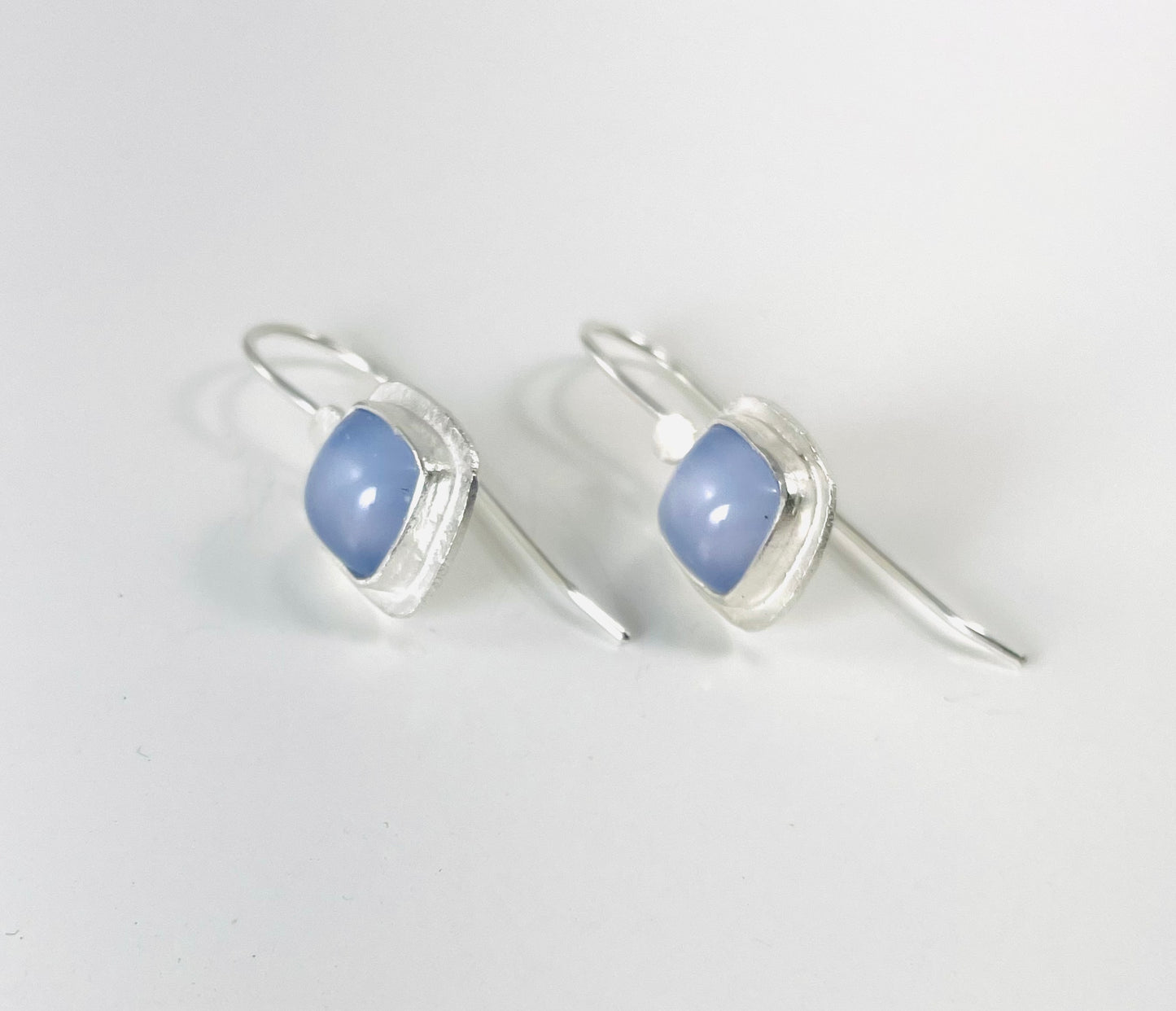 Sterling silver and blue chalcedony earrings