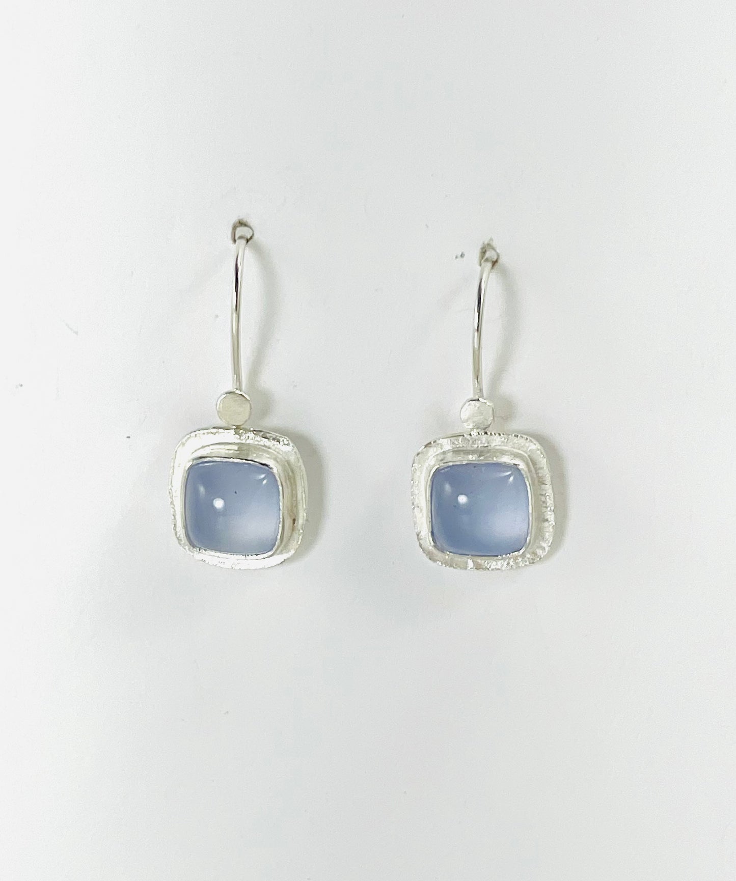 Sterling silver and blue chalcedony earrings