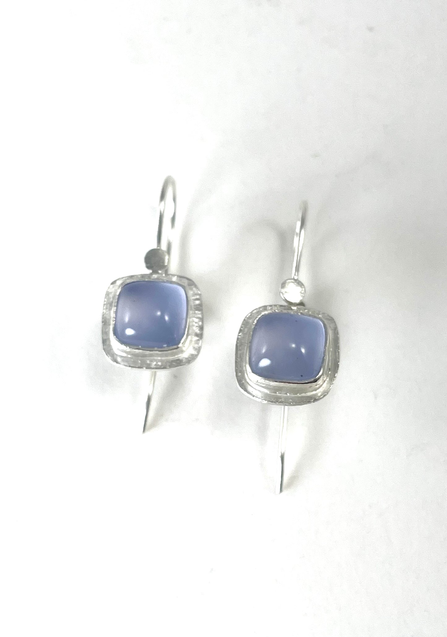 Sterling silver and blue chalcedony earrings