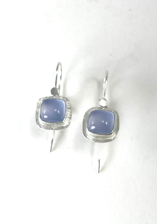 Sterling silver and blue chalcedony earrings