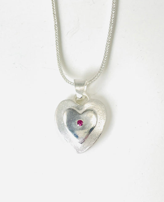 Sterling silver 'Heart within a Heart' pendant