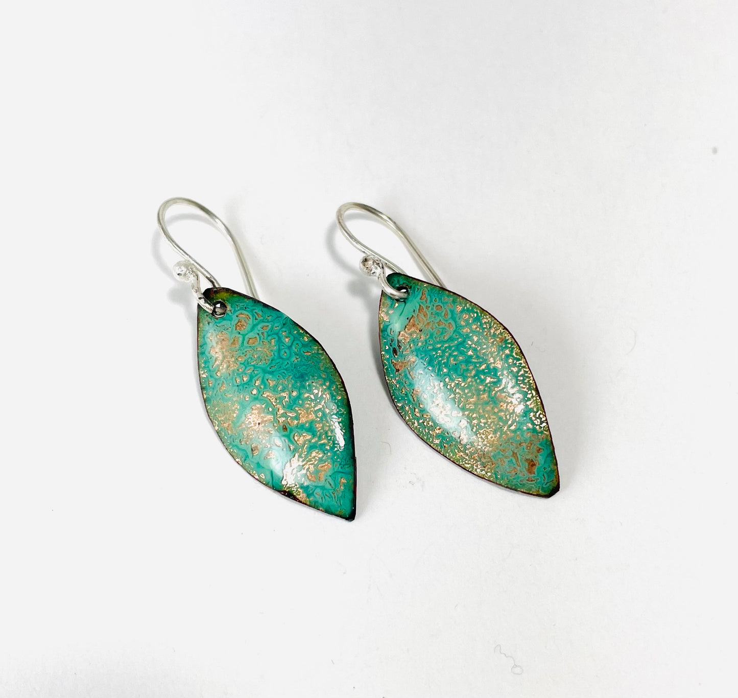 Green and gold enamel earrings