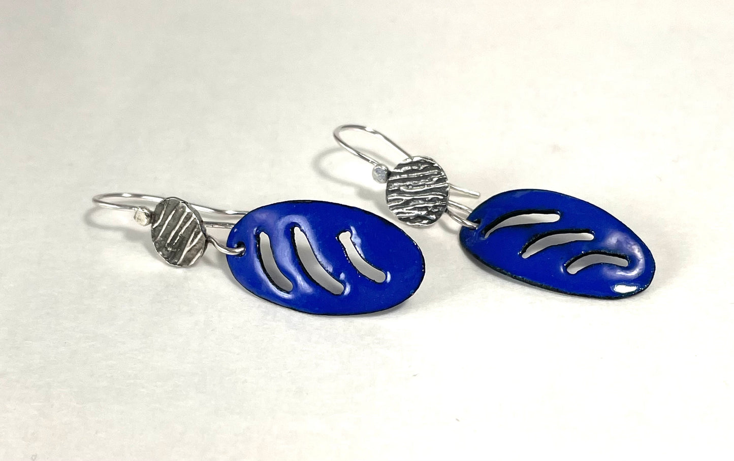 Sterling silver and blue enamel earrings