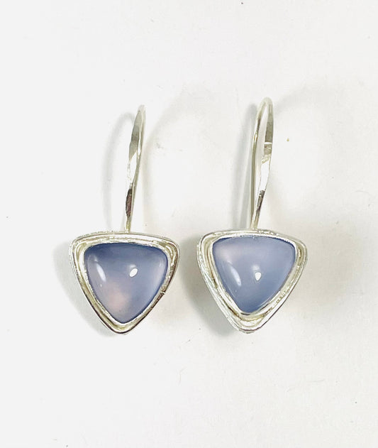 Sterling silver and blue chalcedony earrings
