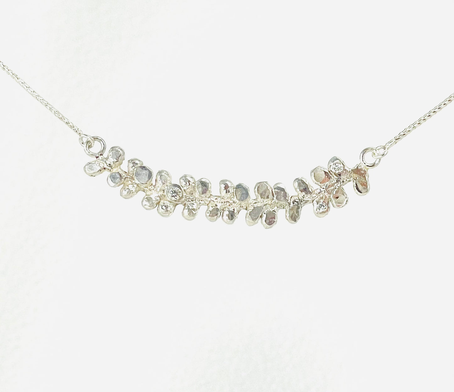 Sterling silver single cone bract necklace