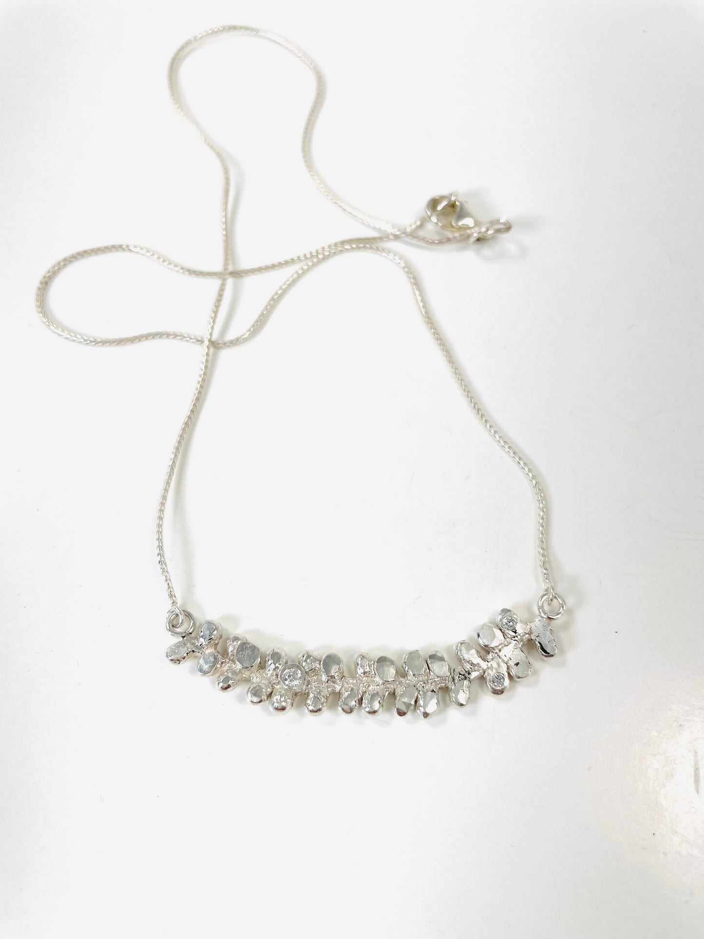 Sterling silver single cone bract necklace