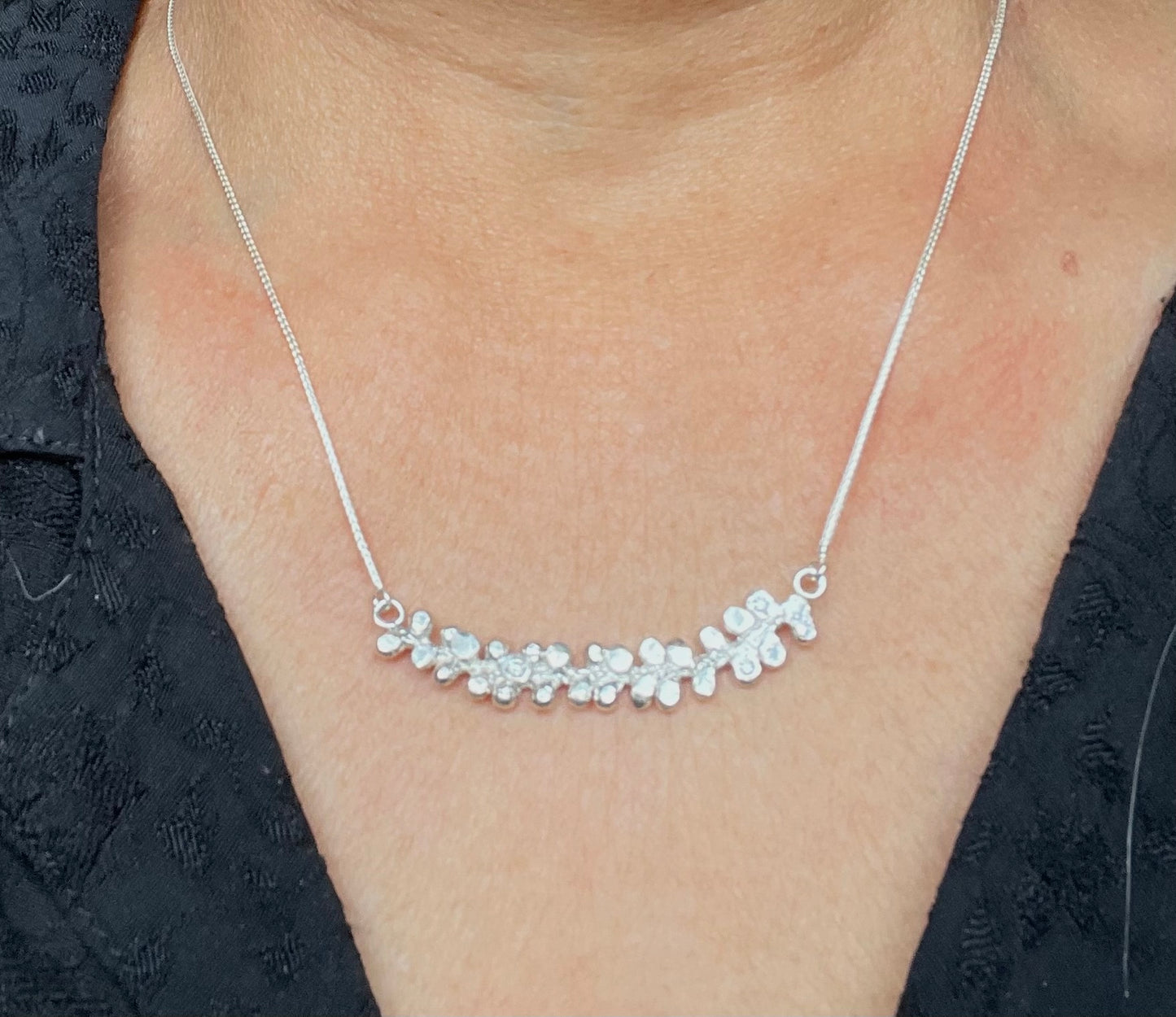 Sterling silver single cone bract necklace