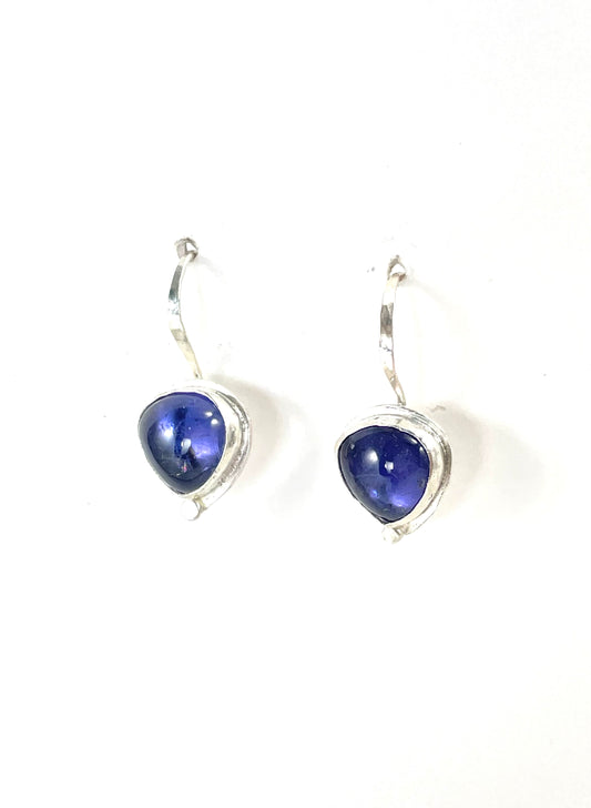 Sterling silver and iolite earrings